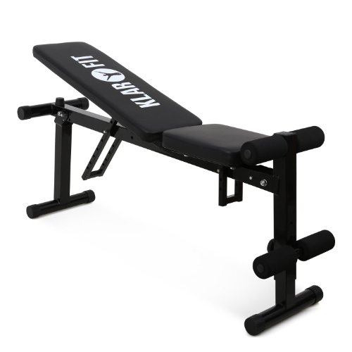 Klar FIT Banco de Entrenamiento Plegable - Variedad de Ejercicios, Especial Abdominales, Elementos Ajustables, Diferentes Niveles, Peso máx. 160 kg, Cuero sintético, Negro