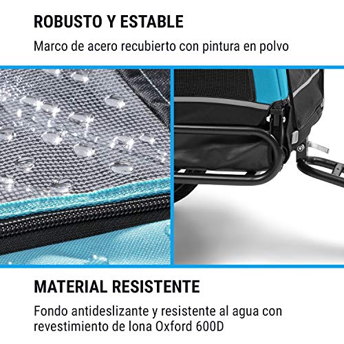 KLAR FIT Klarfit Husky Vario 2 en 1 Remolque para Perro y Silla de Paseo para Perro - Aprox. 240 litros de Volumen, Material: 600D Oxford Canvas, SmartSpace Concept, Carga máxima: 40 kg, Color: Azul