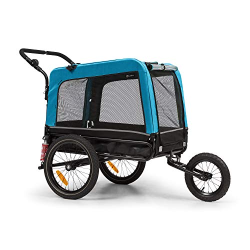 KLAR FIT Klarfit Husky Vario 2 en 1 Remolque para Perro y Silla de Paseo para Perro - Aprox. 240 litros de Volumen, Material: 600D Oxford Canvas, SmartSpace Concept, Carga máxima: 40 kg, Color: Azul