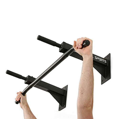 KLAR FIT Klarfit Tyro S1 Barra de Dominadas y Flexiones - Carga máx. 350 kg, Agarre múltiple, Base Acero Resistente, Incluye Kit Montaje en Pared, Entrenamiento en casa, Color Negro