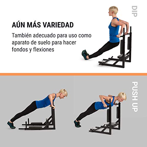 Klarfit Hangman MultiGym Máquina de dominadas y dips Entrenamiento múltiple: Brazos, Hombros, Espalda, Abdomen y piernas Revestimiento agarres de Goma Carga máx.: 200 kg Acero Q235 Negro