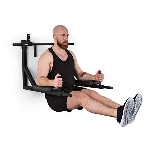 Klarfit Hangman MultiGym Máquina de dominadas y dips Entrenamiento múltiple: Brazos, Hombros, Espalda, Abdomen y piernas Revestimiento agarres de Goma Carga máx.: 200 kg Acero Q235 Negro