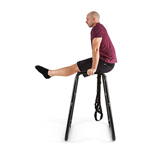 Klarfit Paarafit Paralelas para Fondos/dips (Arnés de suspensión Regulable, Tubos de Acero, Suave almohadillado Confort Entrenamiento Fitness) - Negro