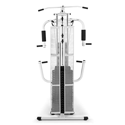 Klarfit Ultimate Gym 3000 White Edition - Multiestación de musculación, Entrenamiento Fitness, Ejercicios de Remo, Hombros, Espalda, Brazos, isquiotibiales y glúteos, Acolchada, Baja fricción, Blanco