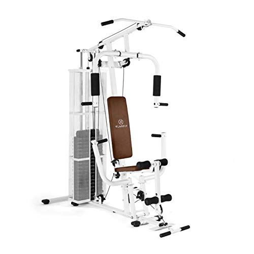 Klarfit Ultimate Gym 3000 White Edition - Multiestación de musculación, Entrenamiento Fitness, Ejercicios de Remo, Hombros, Espalda, Brazos, isquiotibiales y glúteos, Acolchada, Baja fricción, Blanco