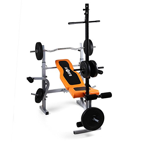 Klarfit Ultimate Gym 3500 Banco de Entrenamiento (Dispositivo multifunción de musculación, Curler de Brazos y piernas Ajustable, Soporte de Pesas Ajustable, Carga máxima de 250 kg)