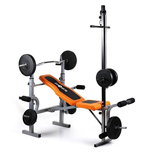 Klarfit Ultimate Gym 3500 Banco de Entrenamiento (Dispositivo multifunción de musculación, Curler de Brazos y piernas Ajustable, Soporte de Pesas Ajustable, Carga máxima de 250 kg)