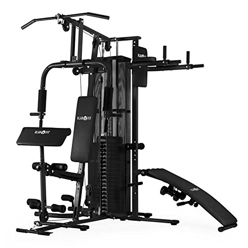 Klarfit Ultimate Gym 5000 - Multiestación musculación, Jaula Entrenamiento Profesional, Pesos y poleas Ajustables, Ejercicios múltiples para Espalda, Pecho, Hombros, Brazos y piernas, Negro