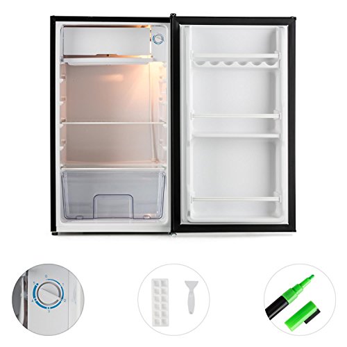 KLARSTEIN Spitzbergen Uni - Nevera, refrigerador, Marcador para Escribir en la Puerta, 90 l, 2 estantes de Vidrio, Compartimentos de Hielo y Verduras, Temperatura Ajustable en 5 Niveles, Negro