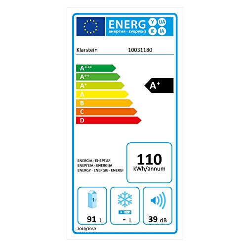 KLARSTEIN Spitzbergen Uni - Nevera, refrigerador, Marcador para Escribir en la Puerta, 90 l, 2 estantes de Vidrio, Compartimentos de Hielo y Verduras, Temperatura Ajustable en 5 Niveles, Negro