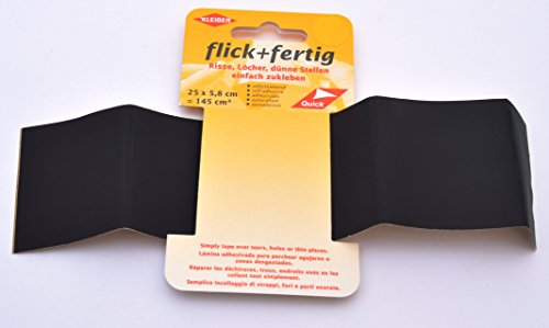 Kleiber 145 cm² Flick Plus Fertig-Cinta autoadhesiva de reparación de nailon, color negro