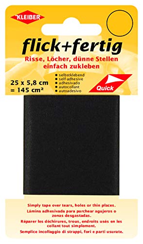 Kleiber 145 cm² Flick Plus Fertig-Cinta autoadhesiva de reparación de nailon, color negro