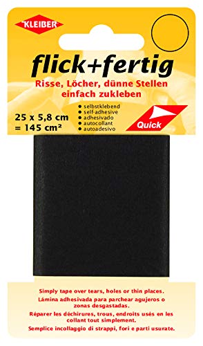 Kleiber 145 cm² Flick Plus Fertig-Cinta autoadhesiva de reparación de nailon, color negro