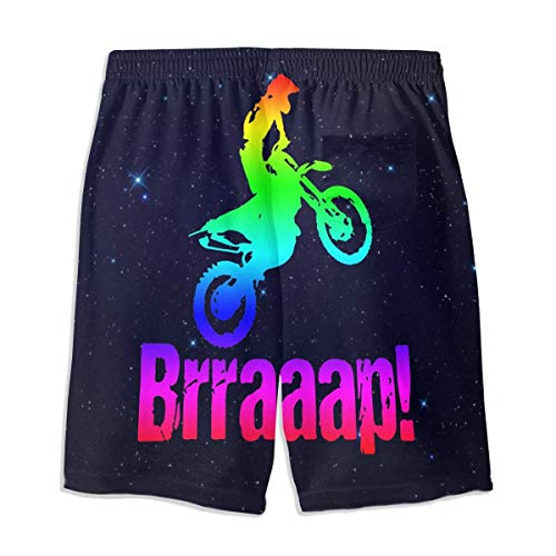 KLKLK Brraaap Dirt Bike Motocross-3 Adolescentes Shorts de Playa Niños Niñas Pantalones Cortos caseros con cordón