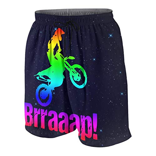 KLKLK Brraaap Dirt Bike Motocross-3 Adolescentes Shorts de Playa Niños Niñas Pantalones Cortos caseros con cordón