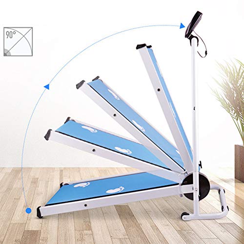 KLY Cinta Correr Plegable No Motorizada - Máquina para Correr, Trotar Caminar con Pantalla - para Entrenador Ejercicio Cardiovascular Home Gym Cardio (Azul)