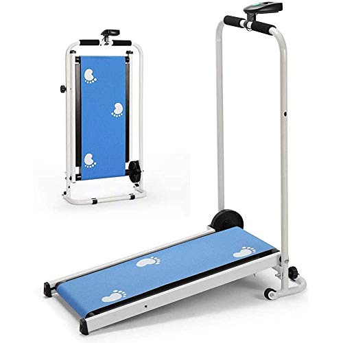 KLY Mini Cinta Correr Mecánica Plegable con Pantalla, Máquina Correr Sin Motor 75 * 29 Cm Correa para Correr - para Hogar/Oficina (Rosa/Azul),Azul