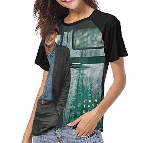 Kmehsv Camiseta para Mujer,Camisas Mujer Blusas Manga Corta James Taylor Before This World Womens Short Sleeve Raglan Baseball T Shirt Black