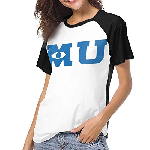 Kmehsv Camiseta para Mujer,Camisas Mujer Blusas Manga Corta Raglan Baseball T-Shirt Monsters University Merchandise Printed Crew Neck Casual tee Tops