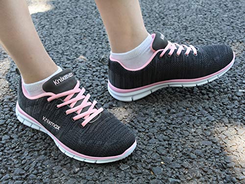 Knixmax-Zapatillas Deportivas para Mujer, Zapatillas de Running Fitness Sneakers Zapatos de Correr Aire Libre Deportes Casual Zapatillas Ligeras para Correr Transpirable, EU38 Negro Rose