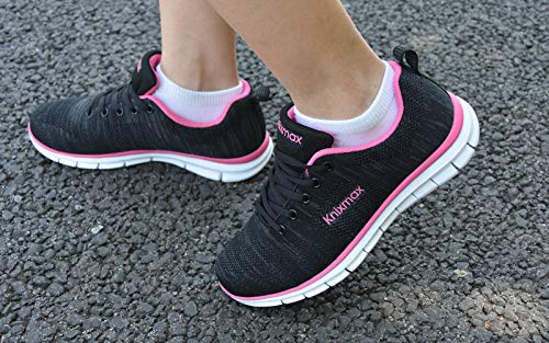 Knixmax-Zapatillas Deportivas para Mujer, Zapatillas de Running Fitness Sneakers Zapatos de Correr Aire Libre Deportes Casual Zapatillas Ligeras para Correr Transpirable, EU38 Negre Rose