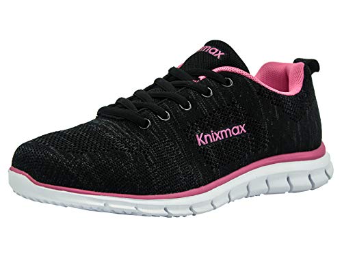 Knixmax-Zapatillas Deportivas para Mujer, Zapatillas de Running Fitness Sneakers Zapatos de Correr Aire Libre Deportes Casual Zapatillas Ligeras para Correr Transpirable, EU38 Negre Rose