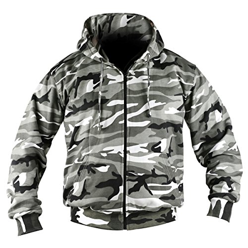 Kombat UK – Chaqueta de Camuflaje Sudadera con Capucha con Cremallera, Hombre, Color Urban, tamaño L