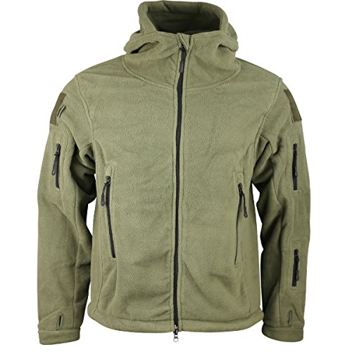 Kombat UK - Forro Polar Militar con Capucha, diseño de misión de reconocimiento, Hombre, Recon Tactical, Verde