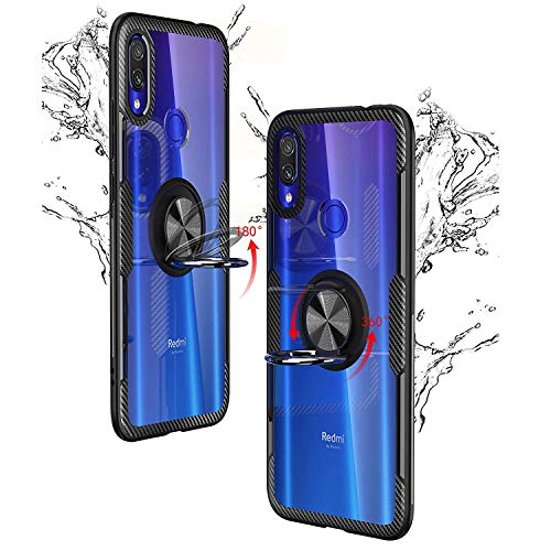 KONEE Funda para Xiaomi Redmi Note 7, 【Transparente Anti-Rasguños 】 【360° Giratorio Anilla Posterior】 【Compatible con Soporte de Montaje Magnético del Coche】 Delgado Carcasa para Xiaomi Redmi Note 7