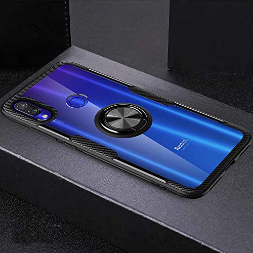 KONEE Funda para Xiaomi Redmi Note 7, 【Transparente Anti-Rasguños 】 【360° Giratorio Anilla Posterior】 【Compatible con Soporte de Montaje Magnético del Coche】 Delgado Carcasa para Xiaomi Redmi Note 7