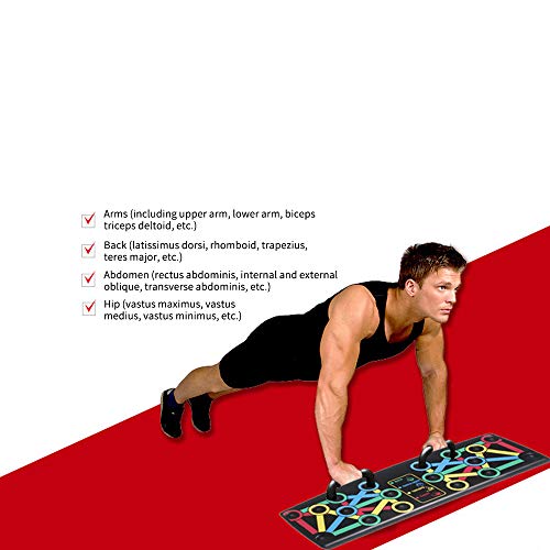 Konesky Push Up Board Plegable 14 En 1, Color Power Press Empuje hacia Arriba El Tablero del Soporte del Estante con Mango para El Entrenamiento De Ejercicios De Gimnasio En Casa