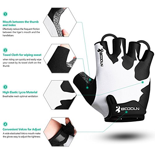 KONVINIT Guantes de Ciclismo Medio Dedo Unisex Guantes de Bicicleta sin Dedos con Relleno Antideslizante para MTB, Ciclismo de Carretera, Gimnasio, Crossfit y Levantamiento de Pesas XL