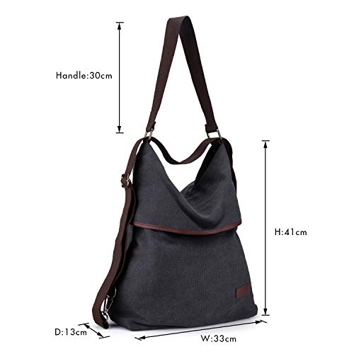 KOREY Bolsos Mujer Mochilas Vintage Bolsos Hombro Grandes Multifuncional Lona Bolsos Bandolera  