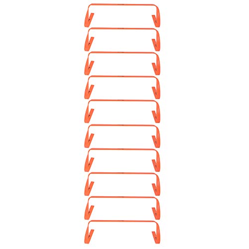 Kosma Paquete de 10 vallas planas de entrenamiento de agilidad | Ayuda de entrenamiento de velocidad multideportivo con asa de transporte: tamaño 9 pulgadas - color: naranja