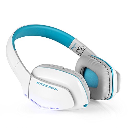 KOTION CADA b3506 V4.1 Bluetooth auriculares Gaming auriculares con micrófono plegable, 8 horas de tiempo de reproducción para iPhone Android ordenador y más (azul) … (3506White)