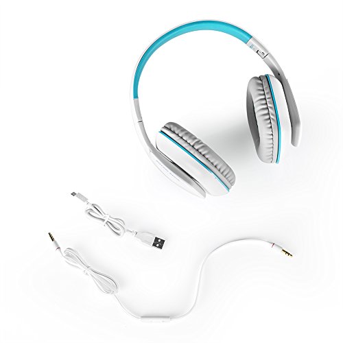 KOTION CADA b3506 V4.1 Bluetooth auriculares Gaming auriculares con micrófono plegable, 8 horas de tiempo de reproducción para iPhone Android ordenador y más (azul) … (3506White)