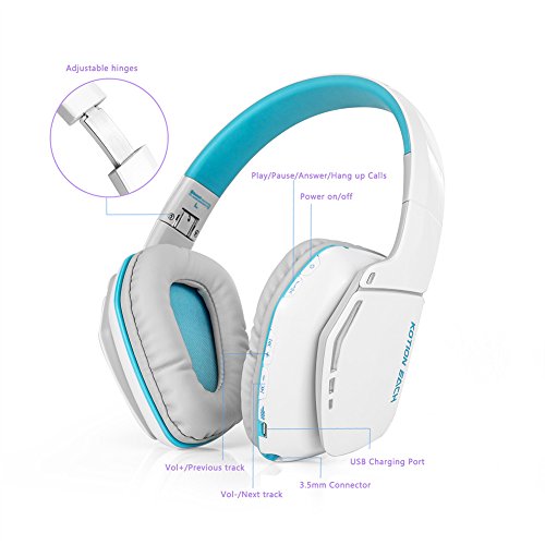 KOTION CADA b3506 V4.1 Bluetooth auriculares Gaming auriculares con micrófono plegable, 8 horas de tiempo de reproducción para iPhone Android ordenador y más (azul) … (3506White)