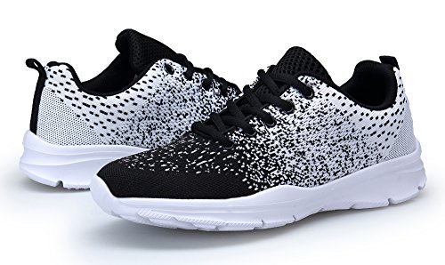 KOUDYEN Zapatillas Deportivas de Mujer Hombre Running Zapatos para Correr Gimnasio Calzado Unisex,XZ746-W-blackwhite-EU40