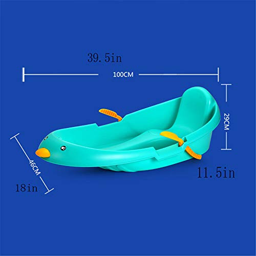 KOUPA Tobogán de Invierno Snow Sled Slippery Racer Downhill Sprinter Slider, Heavy Duty Plastic Toy Stop, con Cuerda de Remolque, con Freno, para niños Rojo