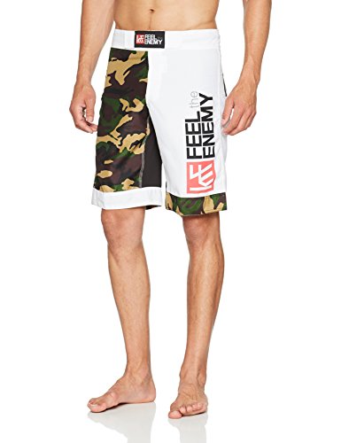 KRF Feel The Enemy MMA Samut Pantalones de Boxeo, Hombre, Multicolor (Camuflaje/Blanco/Negro), M