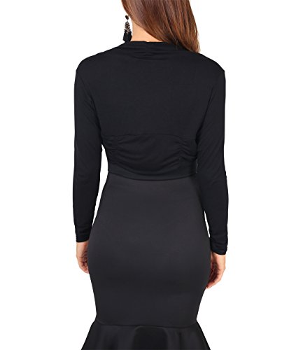 KRISP Bolero Mujer Fiesta Torera Manga Tallas Grandes Punto Boda, Negro (7519), SM, 7519-BLK-SM