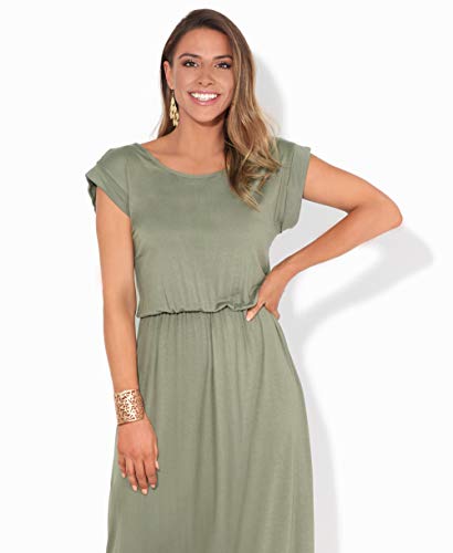 KRISP Vestido Mujer Tallas Grandes Largo Casual Ibicenco De Día Ropa Hippie Online Ofertas, (Caqui (3269), 36 EU (08 UK)), 3269-KHA-08