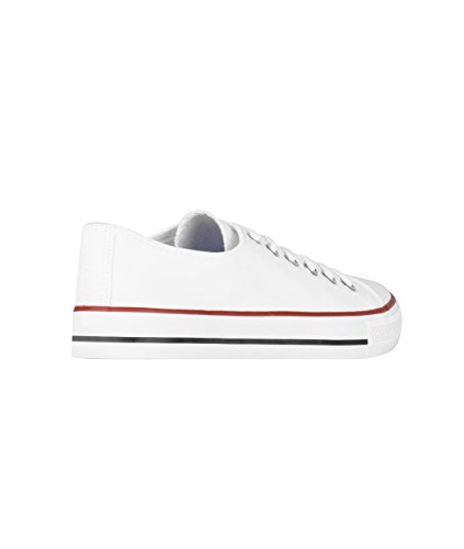 KRISP Zapatillas Mujer Tipo Estilo Imitación Casuales Lona Cordones Baja Alta Puntera Goma, (Blanco (2345), 38 EU (5 UK)), 2345-WHT-5