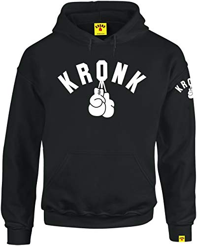 KRONK un Color Guantes de Boxeo Sudadera con Capucha Regular para Hombre Negro pequeña