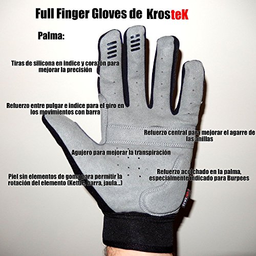 KrosteK Par de Guantes Full Fingers (S) - Guantes de Dedo Largo para Evitar los Callos. Entrenamiento Funcional.