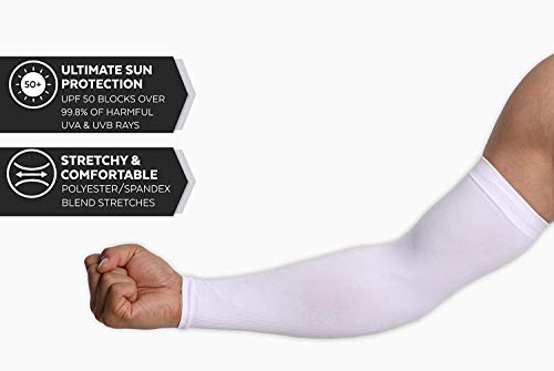 Ksnnrsng Mangas del Brazo Mangas Enfriamiento de Protección UV Largo Mangas de Sol para Deportes Ciclismo Baloncesto Corriendo Golf para Mujer Hombre (Blanco)