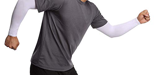 Ksnnrsng Mangas del Brazo Mangas Enfriamiento de Protección UV Largo Mangas de Sol para Deportes Ciclismo Baloncesto Corriendo Golf para Mujer Hombre (Blanco)