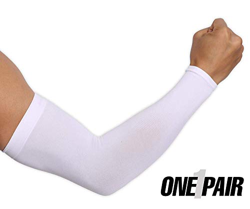 Ksnnrsng Mangas del Brazo Mangas Enfriamiento de Protección UV Largo Mangas de Sol para Deportes Ciclismo Baloncesto Corriendo Golf para Mujer Hombre (Blanco)