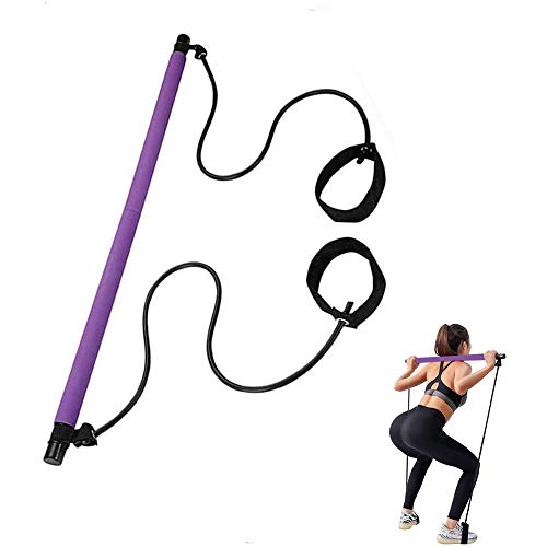 KUANDARMX Fuerte Kit Da Pilates Portatile con Fascia Di Resistenza, Lunga Barra Di Resistenza, per Yoga, Pilates, Yoga, Esercizi per Bodybuilding Presente, Pink