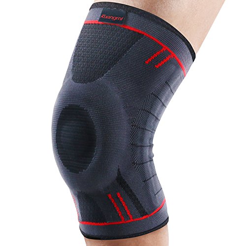 Kuangmi Rodillera Soporte Rodillera Patella Estabilizador Compresión Manga para correr - Baloncesto - Voleibol - Deportes - Ideal para mujeres - Hombres - Niños, 1 pieza, Upgrated Blue XL